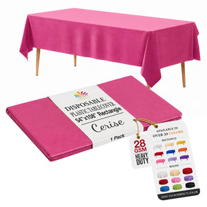 Cerise Plastic Table Cover | 54 in. x 108 in.