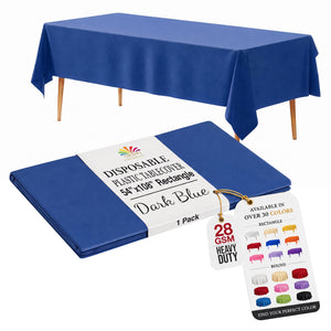 Dark Blue Plastic Table Cover | 54 in. x 108 in.