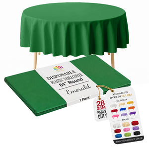 Emerald Green Round Plastic Table Cover | 84 in.