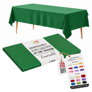 Emerald Green Plastic Table Cover | 54 in. x 108 in.