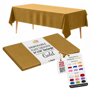 Gold Plastic Table Cover | 54 in. x 108 in.