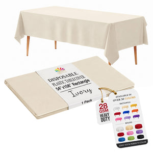 Ivory Plastic Table Cover | 54 in. x 108 in.