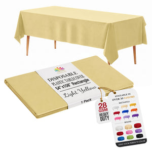 Light Yellow Plastic Table Cover | 54 in. x 108 in.