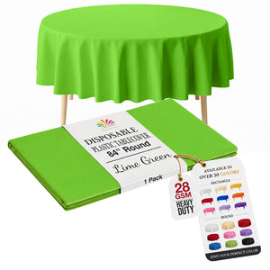 Round Lime Green Plastic Table Cover | 84 in.