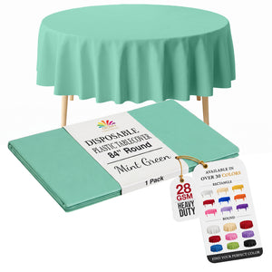 Round Mint Plastic Table Cover | 84 in.