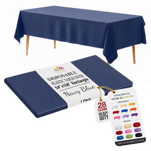 Navy Blue Plastic Table Cover | 54 in. x 108 in.