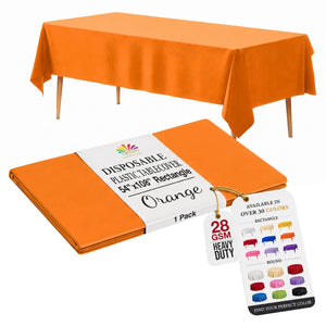 Orange Plastic Table Cover | 54 in. x 108 in.