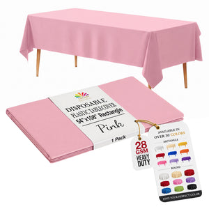 Pink Plastic Table Cover | 54 in. x 108 in.