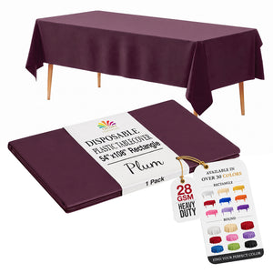Plum Plastic Table Cover | 54 in. x 108 in.