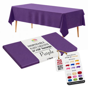 Purple Plastic Table Cover | 54 in. x 108 in.