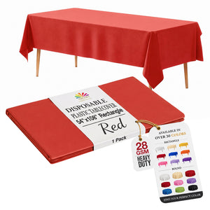 Red Plastic Table Cover | 54 in. x 108 in.