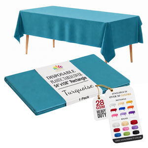 Turquoise Plastic Table Cover | 54 in. x 108 in.