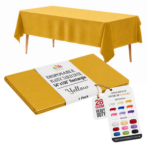 Yellow Plastic Table Cover | 54 in. x 108 in.
