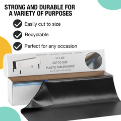 14 in. x 200 Ft. Cut To Size Black Table Runner