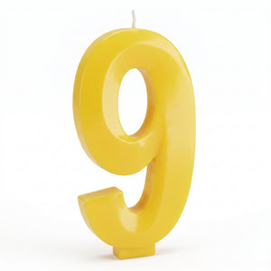 Cheerful Yellow Number 9 Birthday Candle