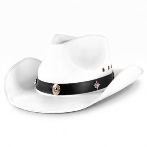 White Cowboy Hat with Studded Band - Classic Western Costume Accessory