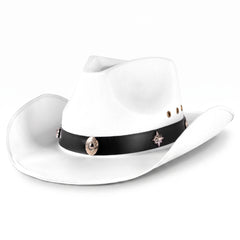 White Cowboy Hat with Studded Band - Classic Western Costume Accessory
