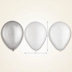 Platinum Assorted 5-Inch Latex Balloons - 25 Pack