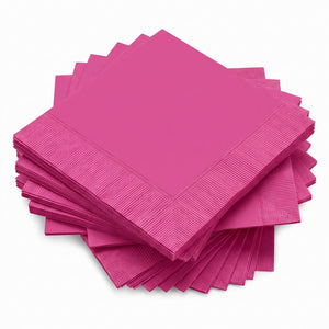 Bright Pink Luncheon Napkins - 6.5 in. x 6.5 in. - 50ct