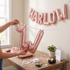 Rose Gold Script Letter Balloon - W, 8-Inch Air-Filled