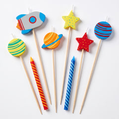 Blast Off Birthday Candle Set - Outer Space Theme, Pack of 8