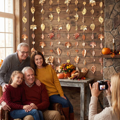 Elegant Metallic Leaves Backdrop for Thanksgiving Celebrations