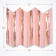 Rose Gold Accordion Fringe Ceiling Hanging Decoration - 12 ft