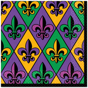 Mardi Gras Fleur-de-Lis Lunch Napkins - 6.5 In. x 6.5 In. - 36 Pack
