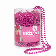 Bright Pink Bead Necklaces, 50 Pack - 30 Inch, Perfect for Team Spirit Events