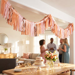 Rose Gold Accordion Fringe Ceiling Hanging Decoration - 12 ft