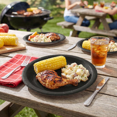 Classic Black 10" Paper Dinner Plates - Solid Color