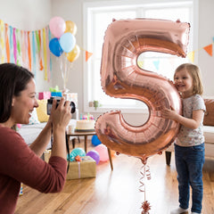 Rose Gold Number 5 Foil SuperShape Metallic Balloon
