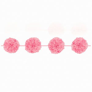 Elegant Pink Fluffy Tissue Garland - 12 ft for Weddings & Showers
