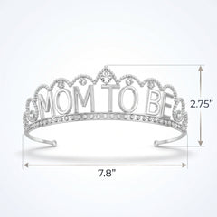 "Mom To Be" Silver Tiara with Sparkling Gems for Baby Shower
