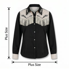 Women's Plus Size Western Fringe Shirt - Halloween Costume Accessory