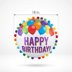 Deluxe Pom Pom Happy Birthday Foil Balloon