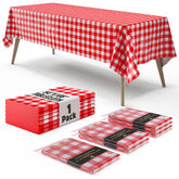 Red Gingham Plastic Table Cover - 54 In. x 108 In.