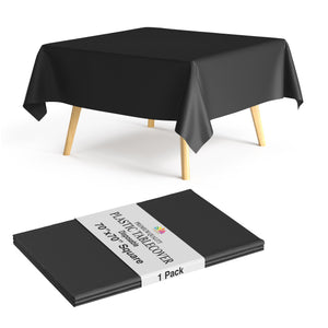 Premium Square Black Table Cover 70" x 70" | 1 Pack