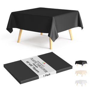 Premium Square Black Table Cover 85" x 85" | 1 Pack