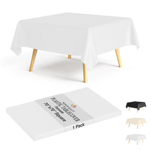 Premium Square White Table Cover 70" x 70" | 1 Pack