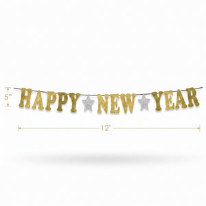 Glitter Gold "Happy New Year" Banner Decoration