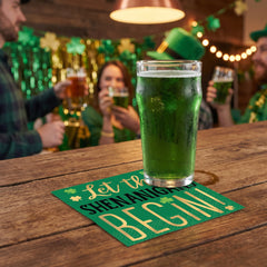 Shenanigans St. Patrick's Day Beverage Napkins, 16-Pack - 5 In. X 5 In.