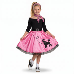 Girls' 1950s Miss Sock Hop Costume with Poodle Skirt & Accessories
