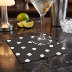 Jet Black Polka Dot Luncheon Napkins - 6.5 In. X 6.5 In.