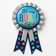 Modern "It's My Bday" Confetti Award Ribbon