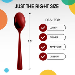 Burgundy Plastic Spoons | 25 Count