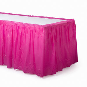 Bright Pink Plastic Table Skirt - 168" x 29"