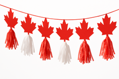 Canadian Maple Leaf Tassel Garland for Canada Day, 8ft