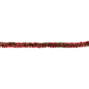 Festive Giant Red & Green Tinsel Garland - 9 ft Christmas Decor
