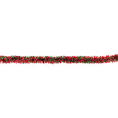 Festive Giant Red & Green Tinsel Garland - 9 ft Christmas Decor